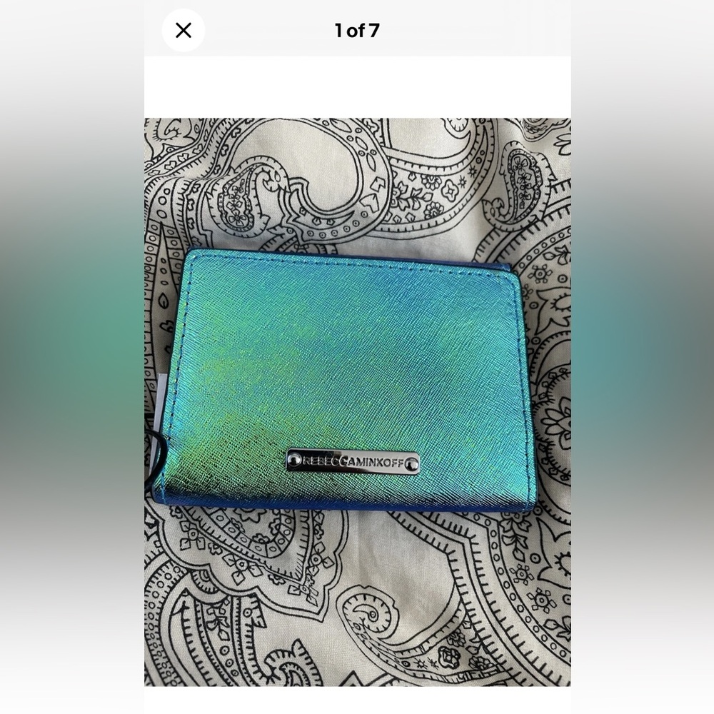 Rebecca Minkoff Iridescent Saffiano leather mini wallet card case